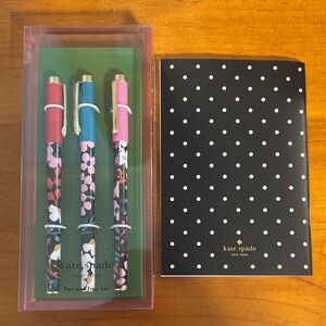 kate spade Floral Pen Set & Polka Dot Notebook - Pink, Blue, Black
